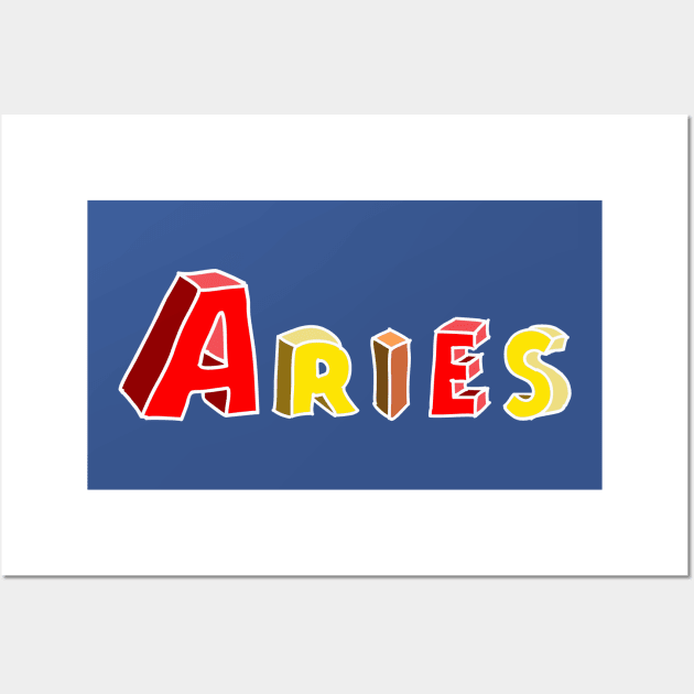 Aries Colorful Block Text Wall Art by Hot Like An Aries